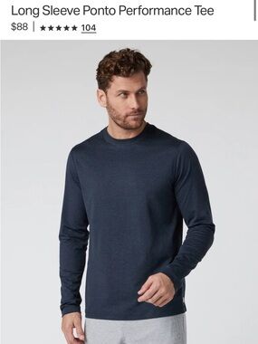 Men's Viori Long Sleeve Ponto Performance Crew Tee - Navy